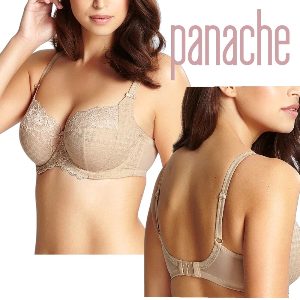Panache 30J Envy Beige Lace Balconette Underwire Bra Full Coverage Support Femme